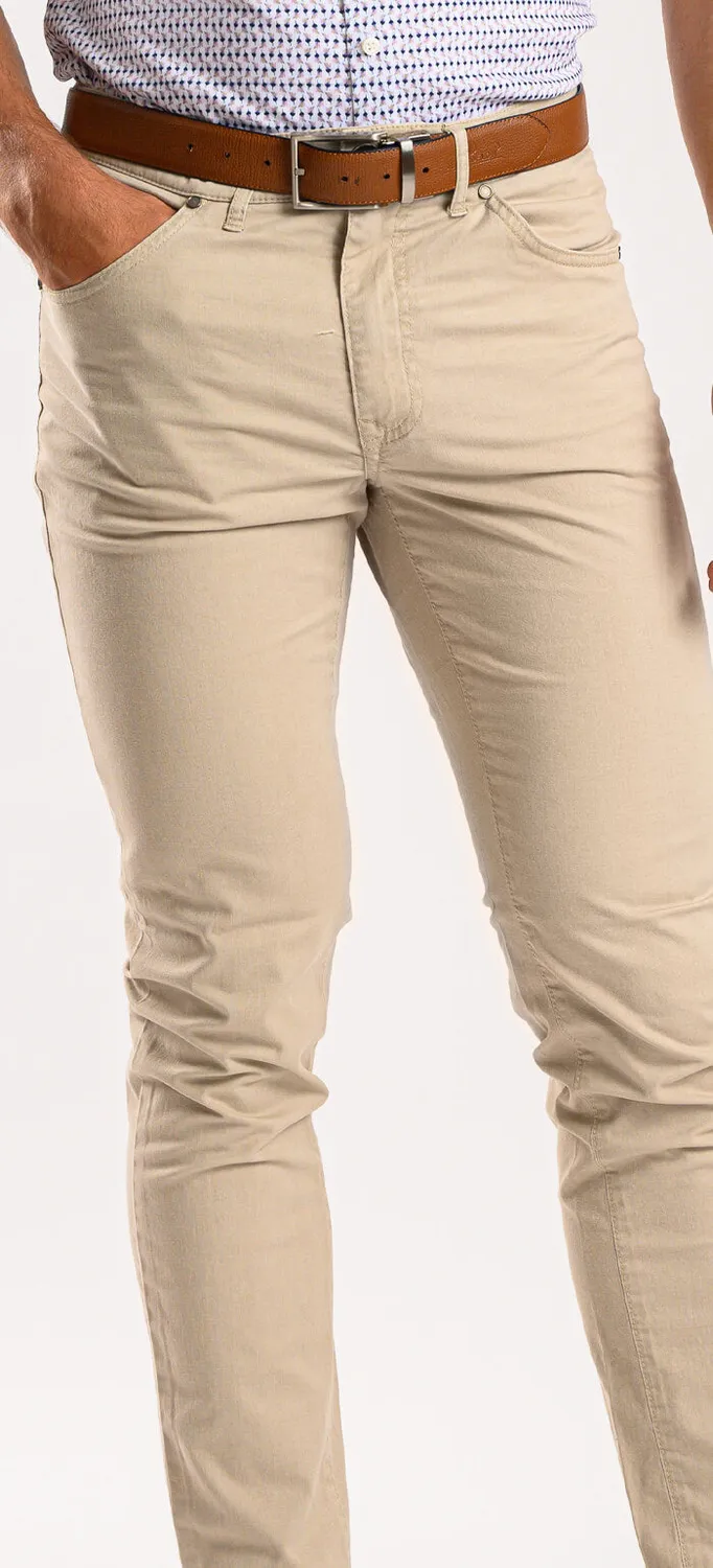Alain Delon Beige pantalone casual slim fit in cotone
