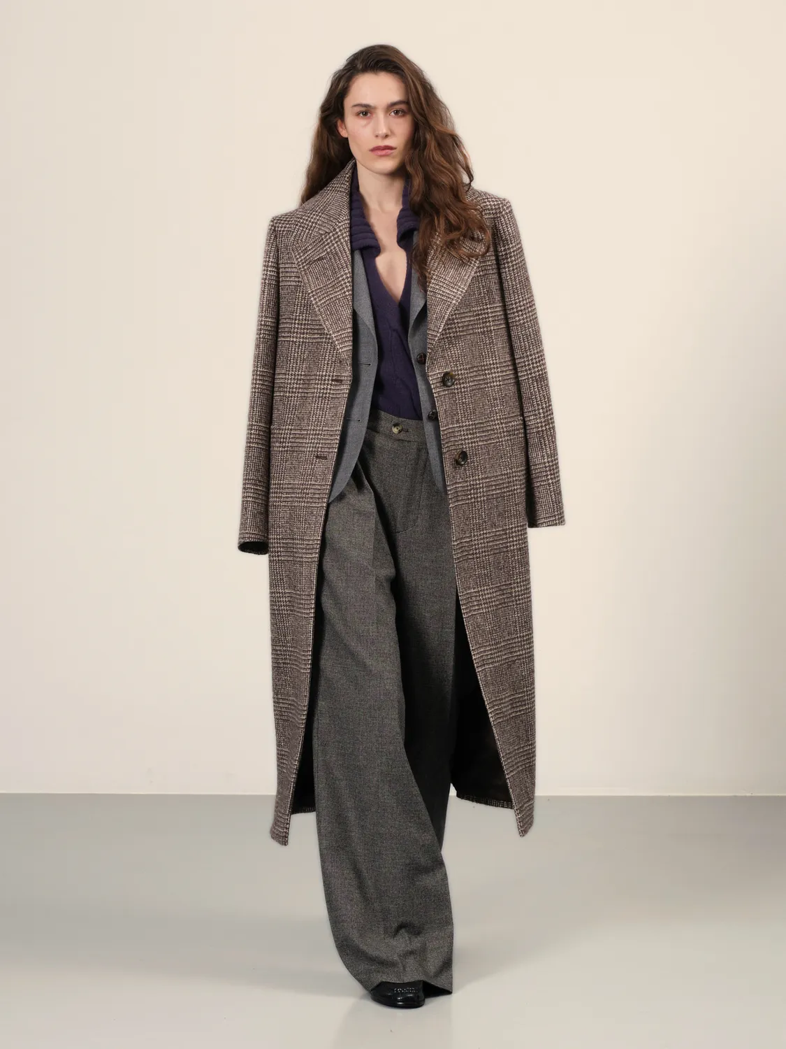 Sand Menswear Clareta cappotto lana glencheck grigio