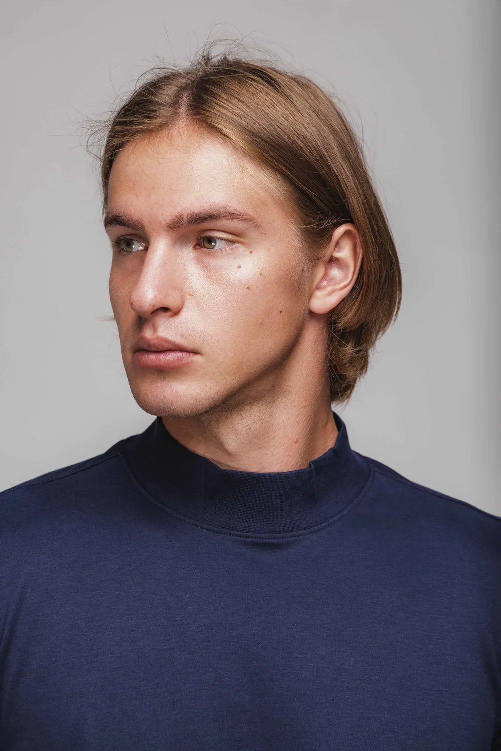 Alain Delon lupetto blu slim fit cotone mezze taglie