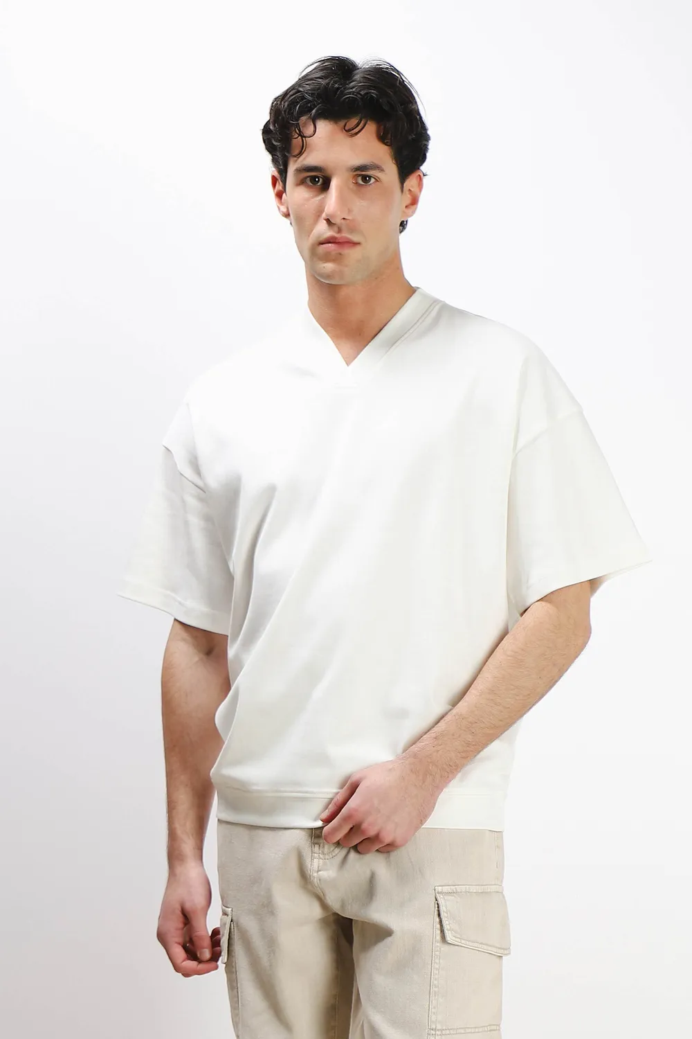 Sonny Bono Over Fit t-shirt gesso scollo a V ampia