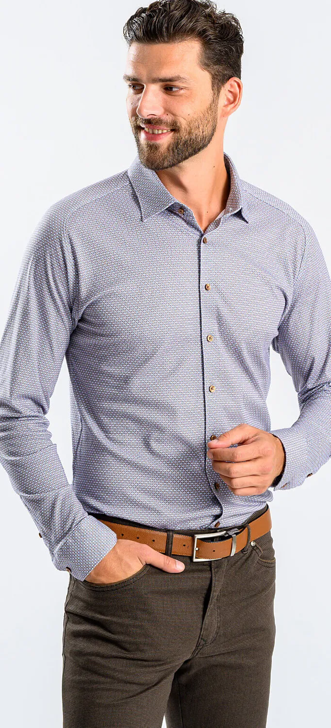 Alain Delon Extra Slim camicia marrone fantasia stretch