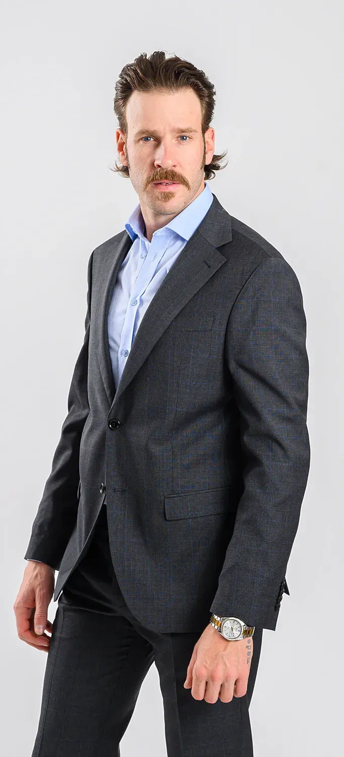Alain Delon abito grigio quadri slim fit lana 2 bottoni