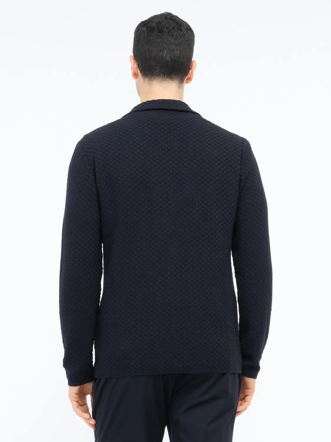 Paoloni Giacca Maglia Waffle Cotone Blu due bottoni