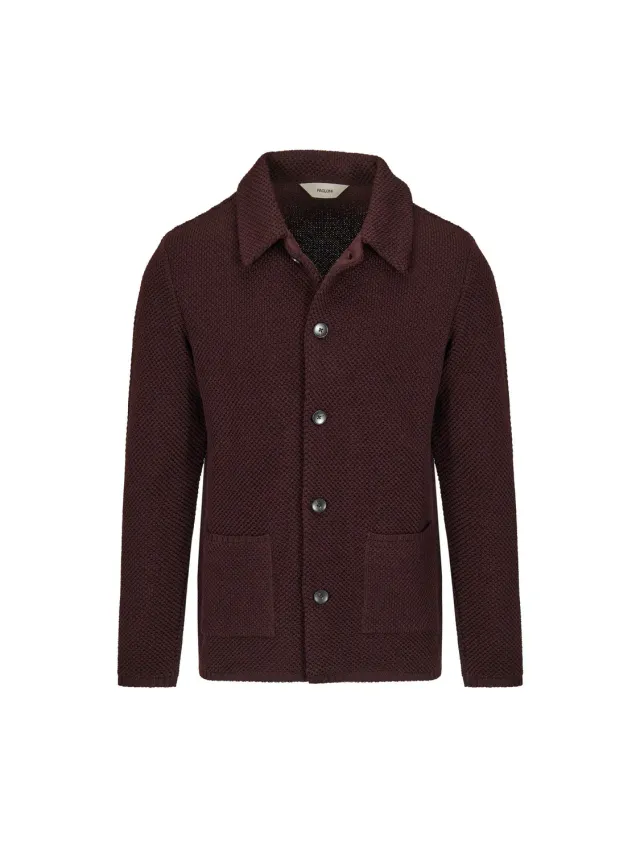 Paoloni Overshirt punto piquet rossa misto lana