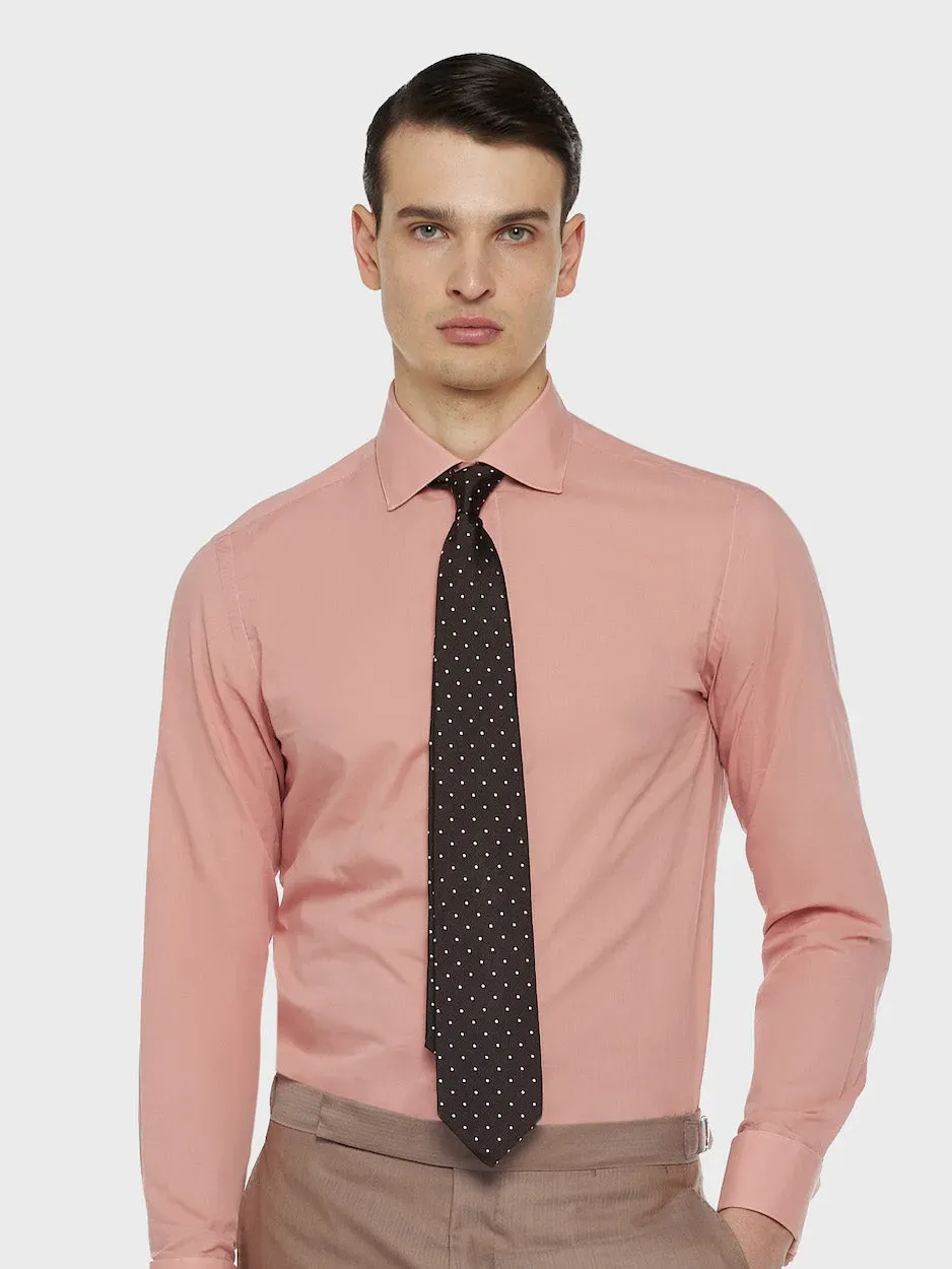 Caruso Norma cravatta seta jacquard marrone a pois