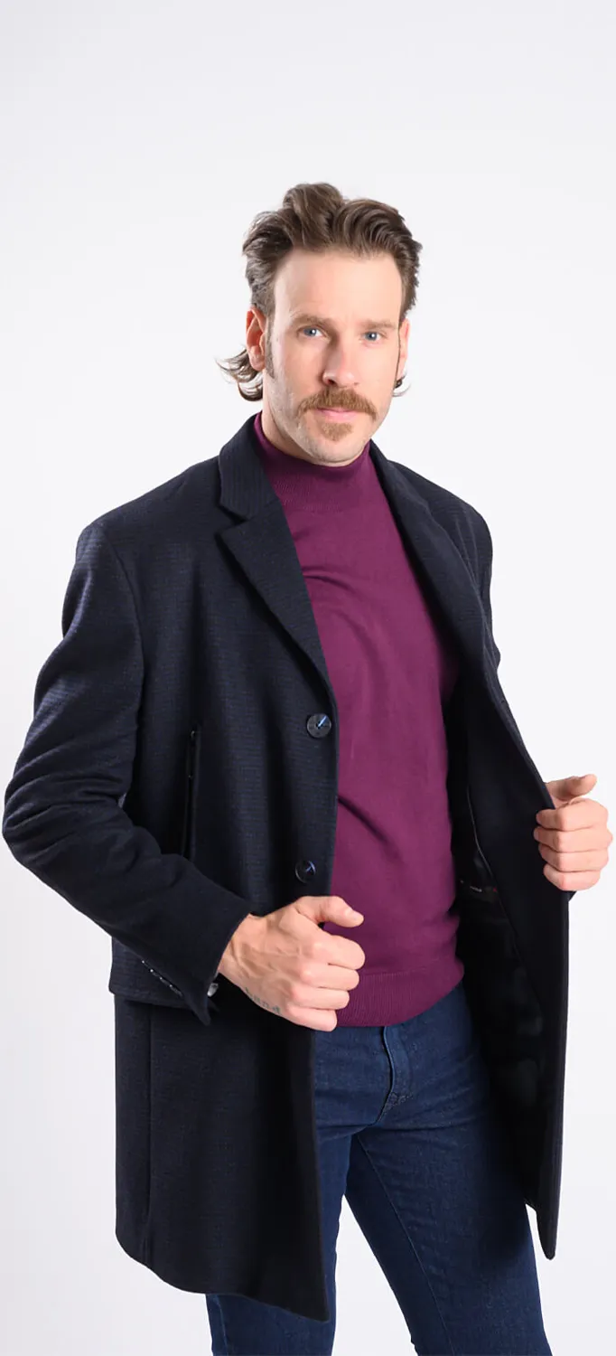 Alain Delon cappotto lana nero-blu taglia 58