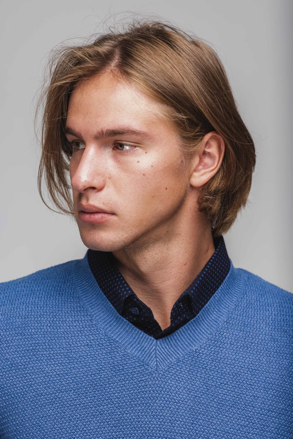 Alain Delon pullover blu scollo V cotone maglieria