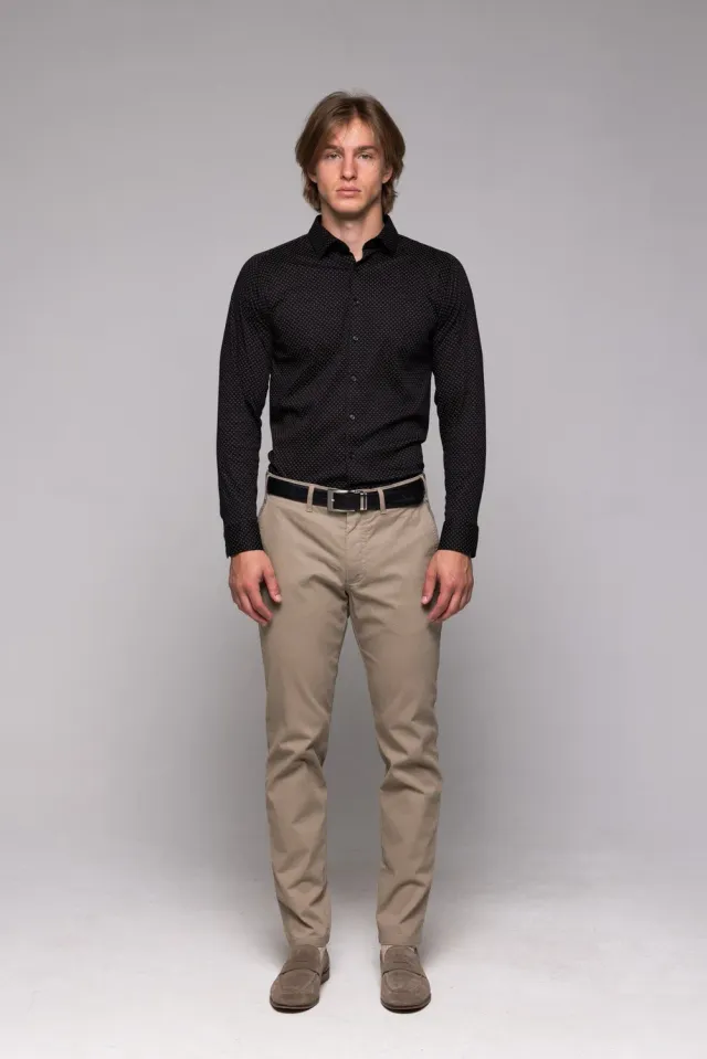 Alain Delon Extra Slim Fit camicia nera elasticizzata