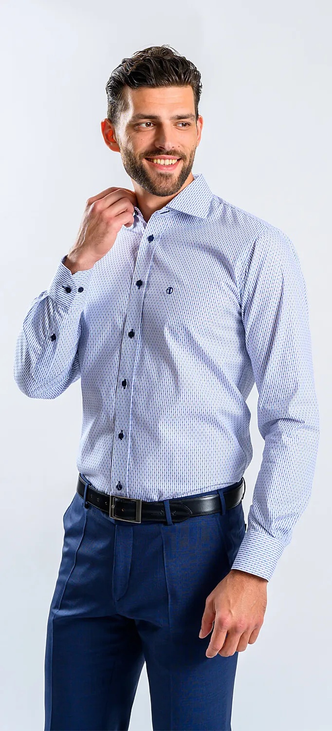 Alain Delon camicia bianca slim fit righe blu cotone