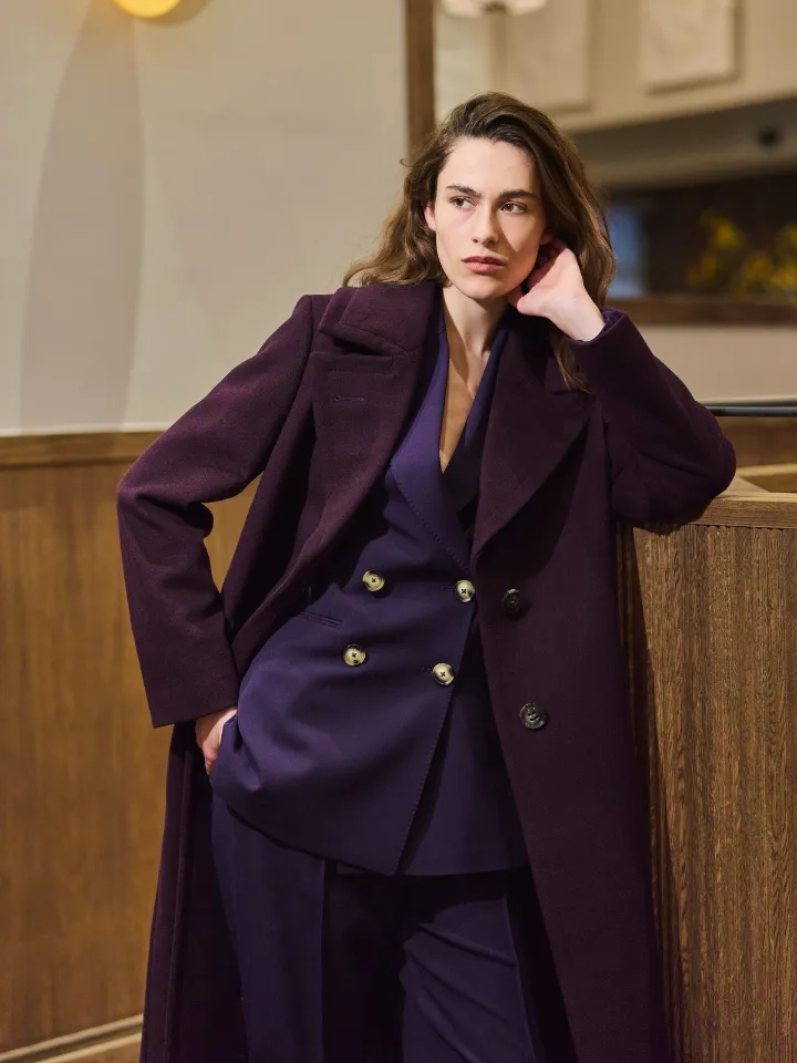 Sand Menswear W Clareta Long cappotto cashmere viola scuro