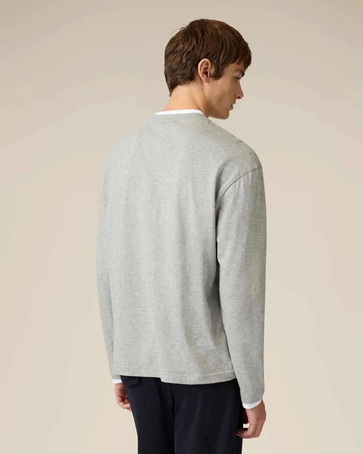 Lardini t-shirt manica lunga grigia jersey cotone