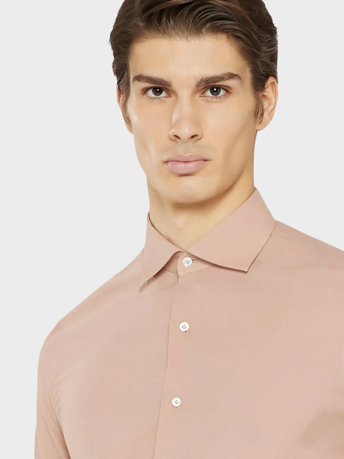 Caruso Butterfly camicia slim cotone rosa antico