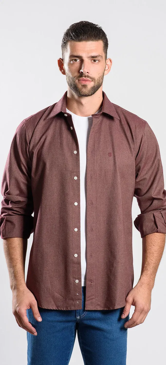 Alain Delon camicia flanella bordeaux slim 40