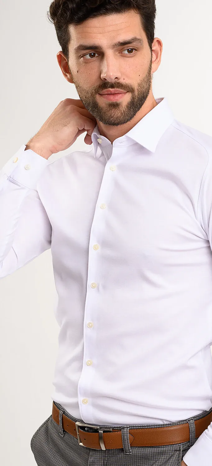 Alain Delon camicia Extra Slim Fit bianca stretch cotone XL