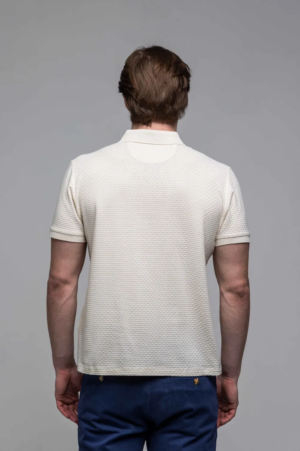 Alain Delon polo beige manica corta cotone texture
