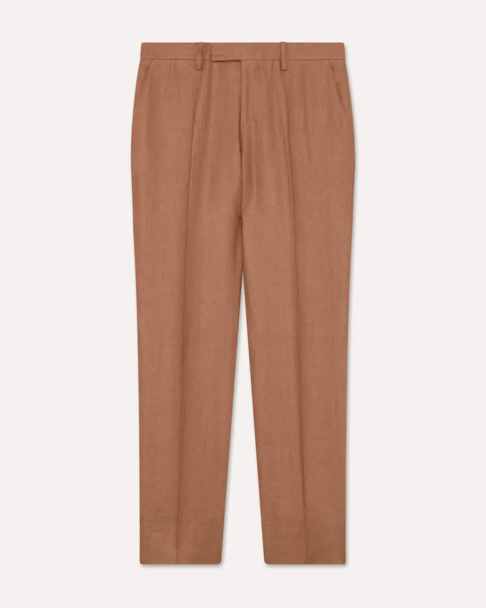 Lardini pantalone marrone twill lino fondo 18 cm