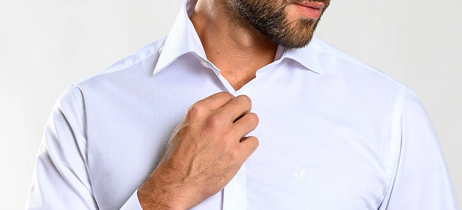 Alain Delon camicia extra slim bianca microfantasia