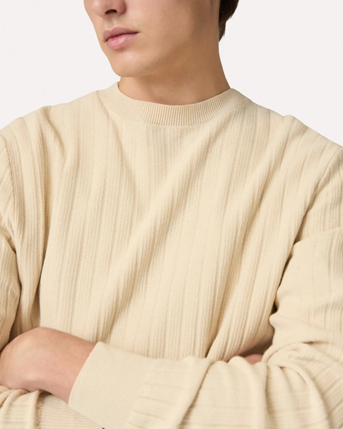 Lardini maglione girocollo panna piquet cotone