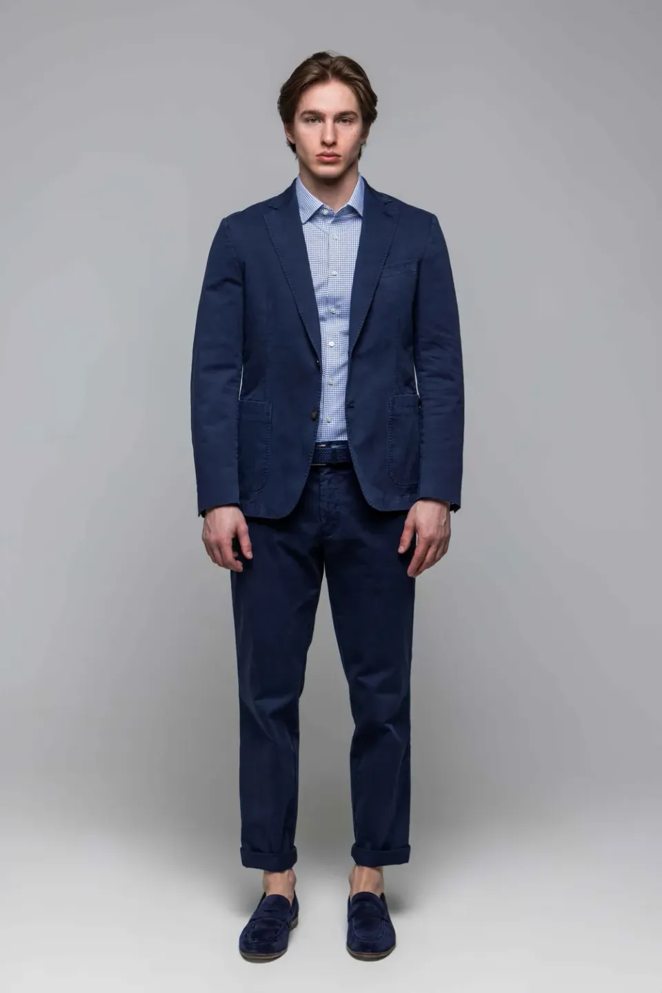 Alain Delon Slim Fit blazer cotone blu taglia 50