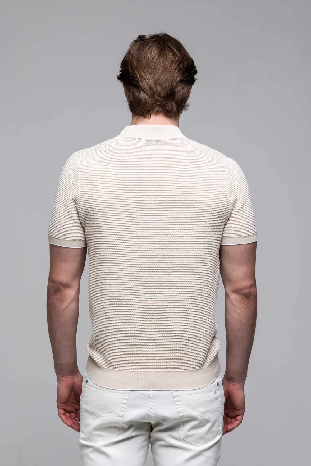 Alain Delon polo beige maglia cotone bottoni manica corta