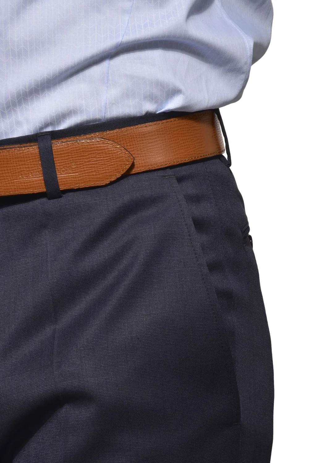 Alain Delon pantalone abito blu slim fit lana