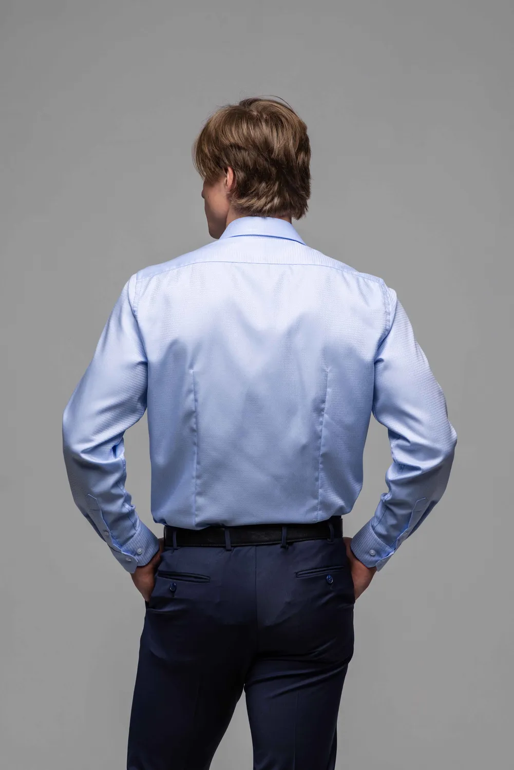 Alain Delon Camicia Blu Extra Slim Fit Jacquard