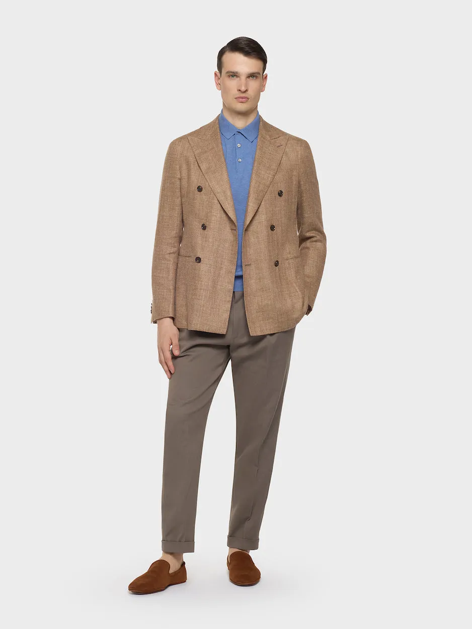 Caruso Polo maniche corte cotone blu costina