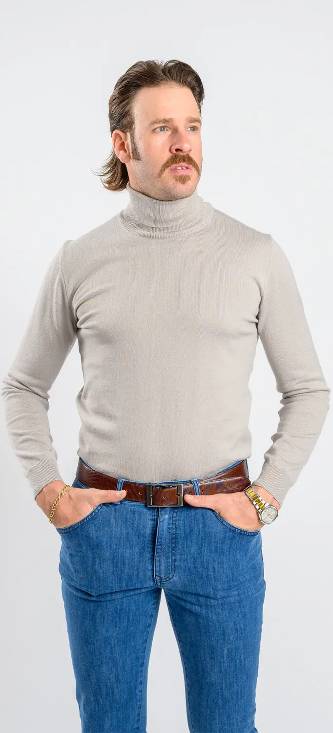 Alain Delon dolcevita grigio chiaro slim cotone