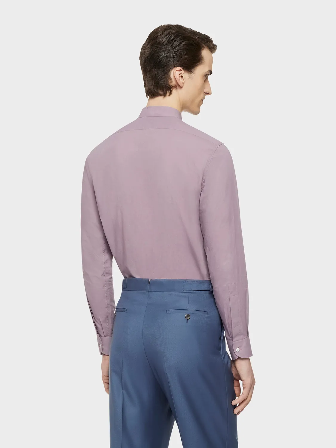 Caruso Camicia Coreana Cotone Malva Madreperla