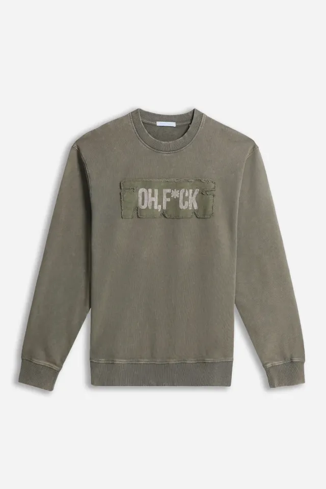 Sonny Bono Felpa Girocollo Acid Wash Verde Militare