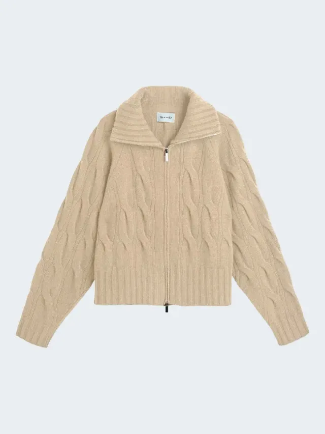 Sand Menswear 5660 Cosima Zip cardigan cashmere beige