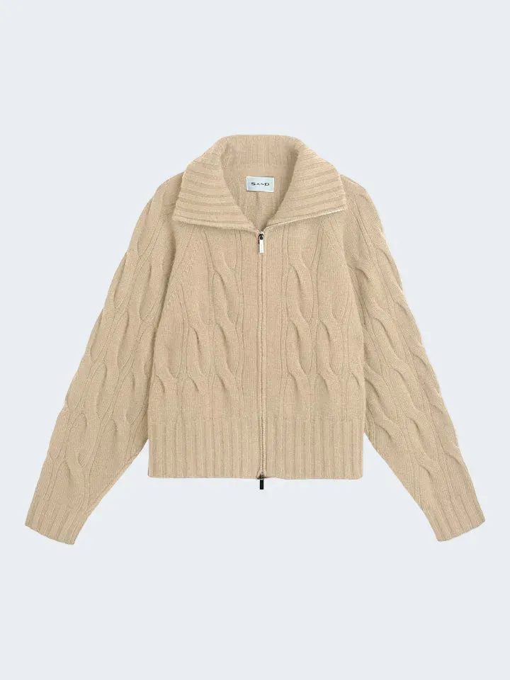 Sand Menswear 5660 Cosima Zip cardigan cashmere beige
