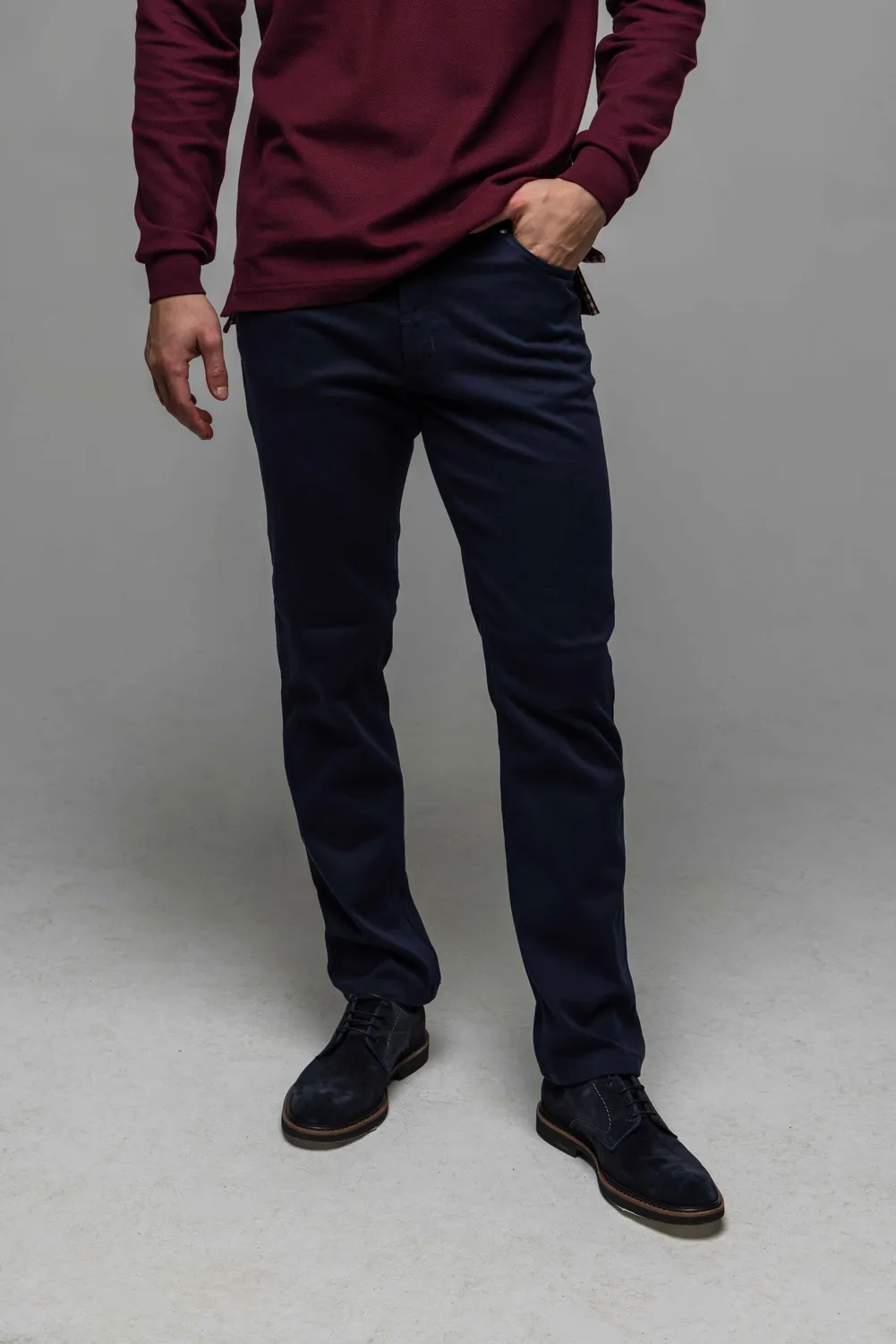 Alain Delon pantaloni casual blu navy vestibilità regolare