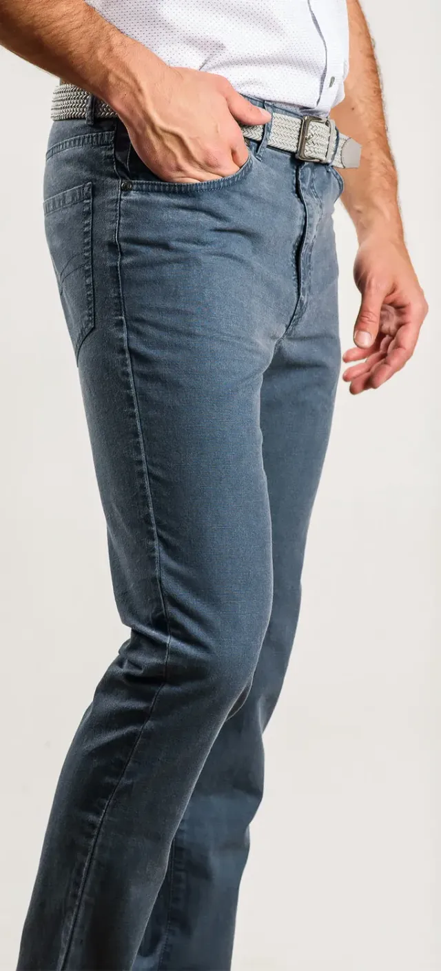 Alain Delon jeans grigi slim fit elastici cotone