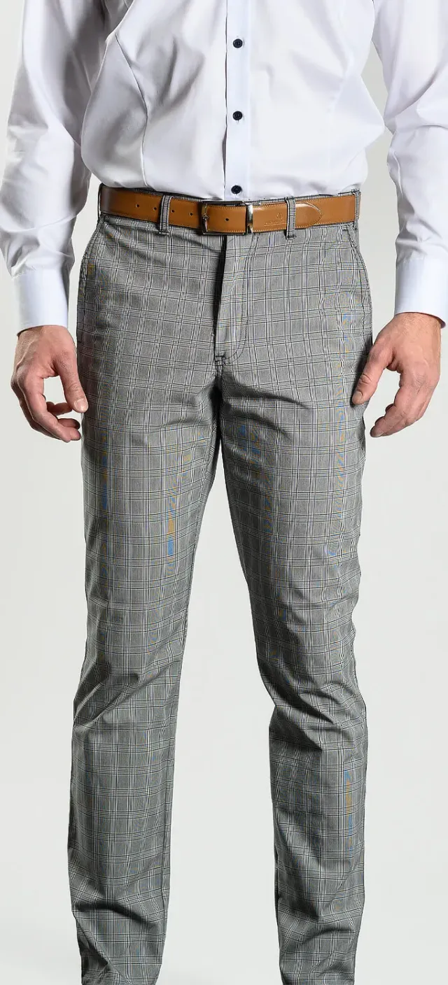 Alain Delon Slim Fit pantalone quadri grigio marrone