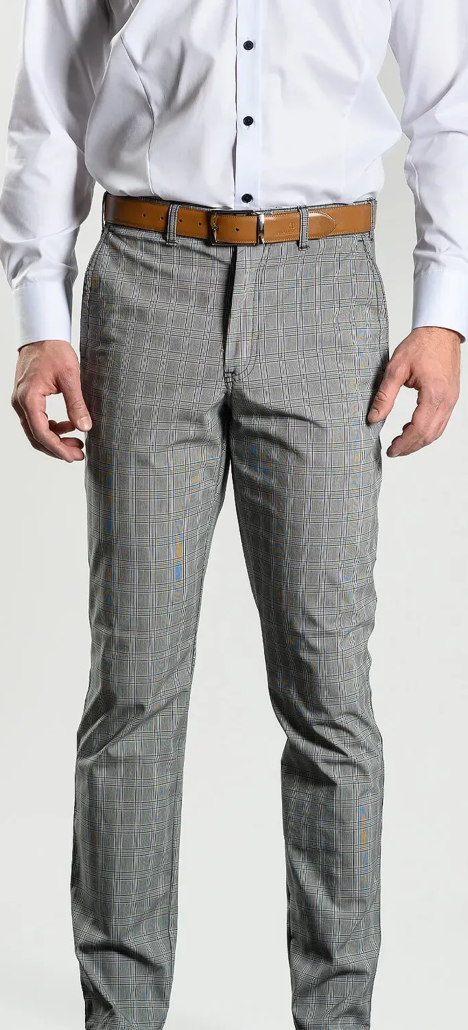 Alain Delon Slim Fit pantalone quadri grigio marrone