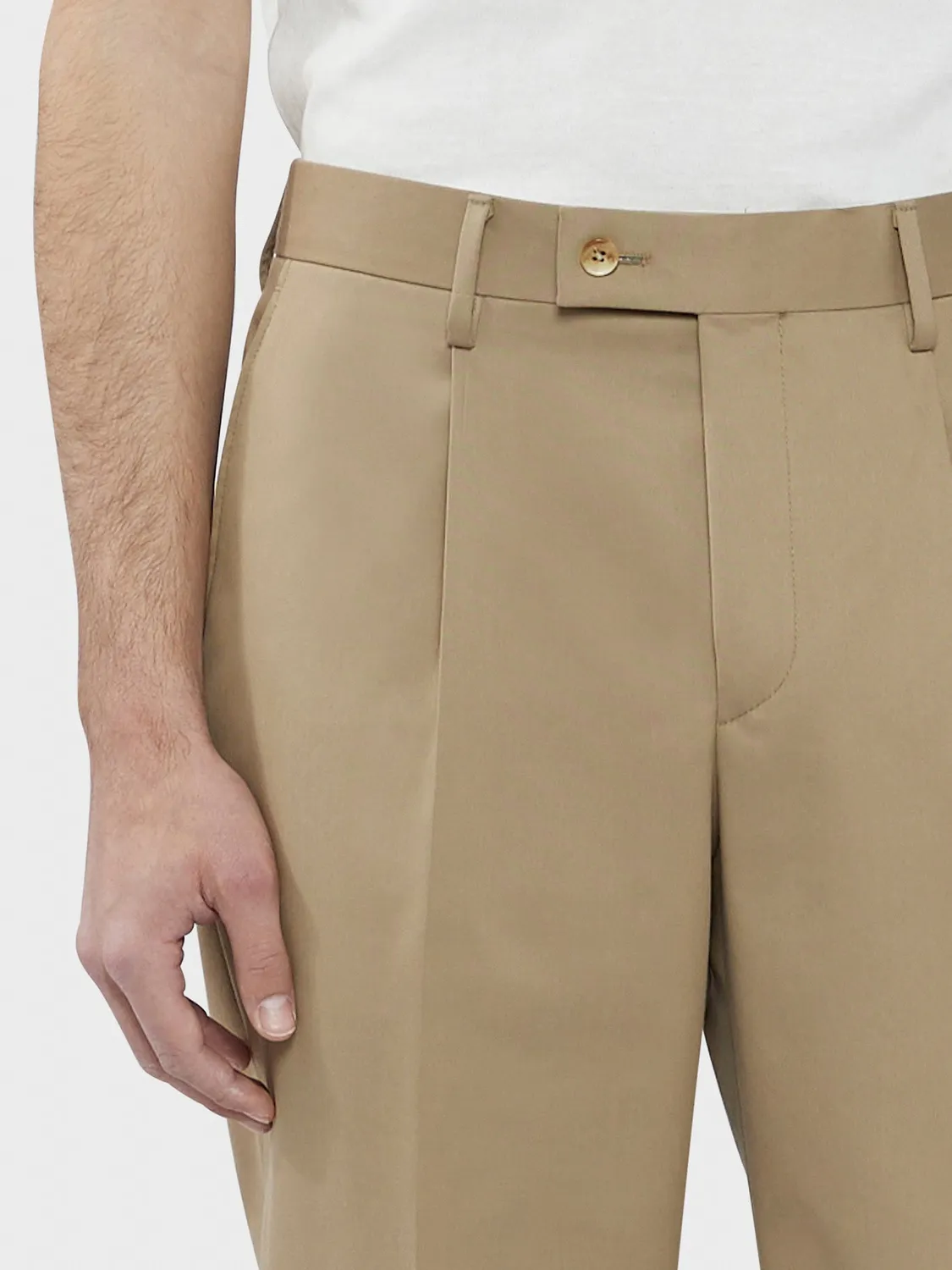 Caruso Norma pantalone cotone lana sabbia una piega