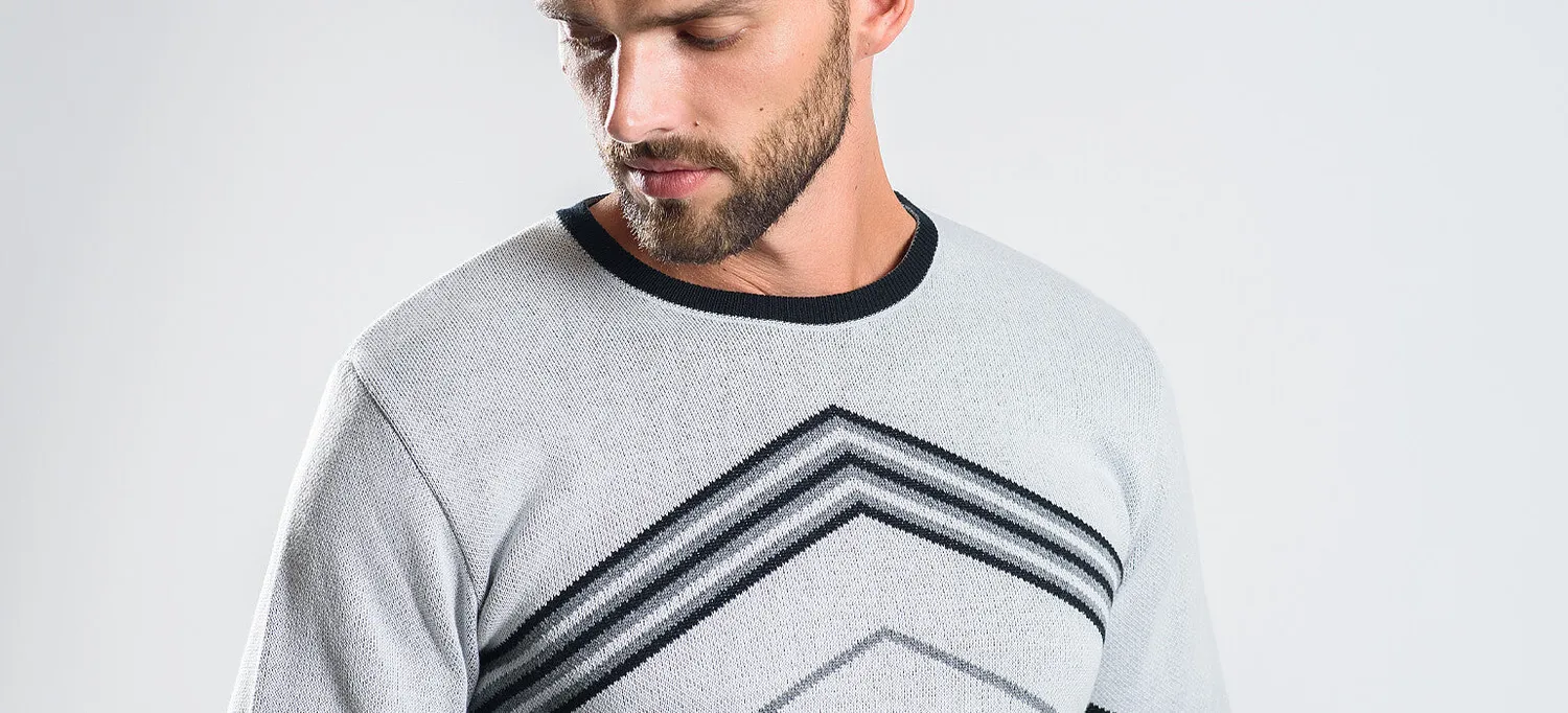 Alain Delon pullover cotone grigio collo tondo
