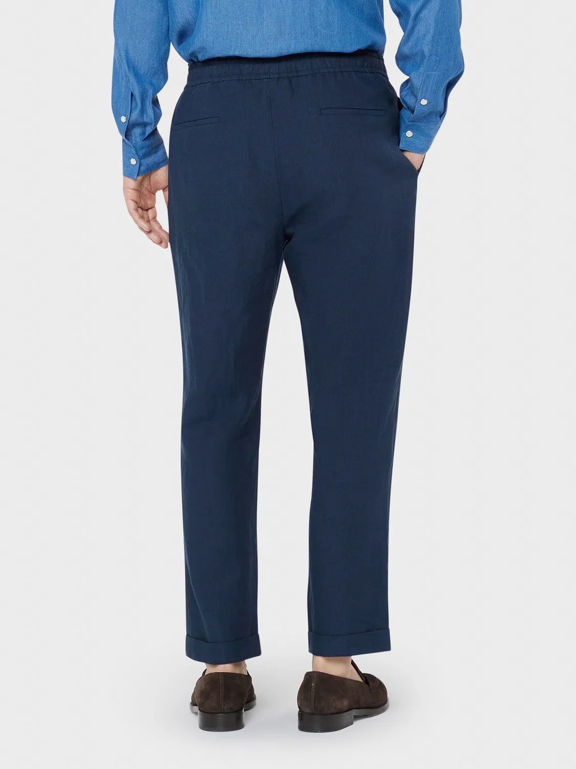 Caruso pantalone lino blu uomo