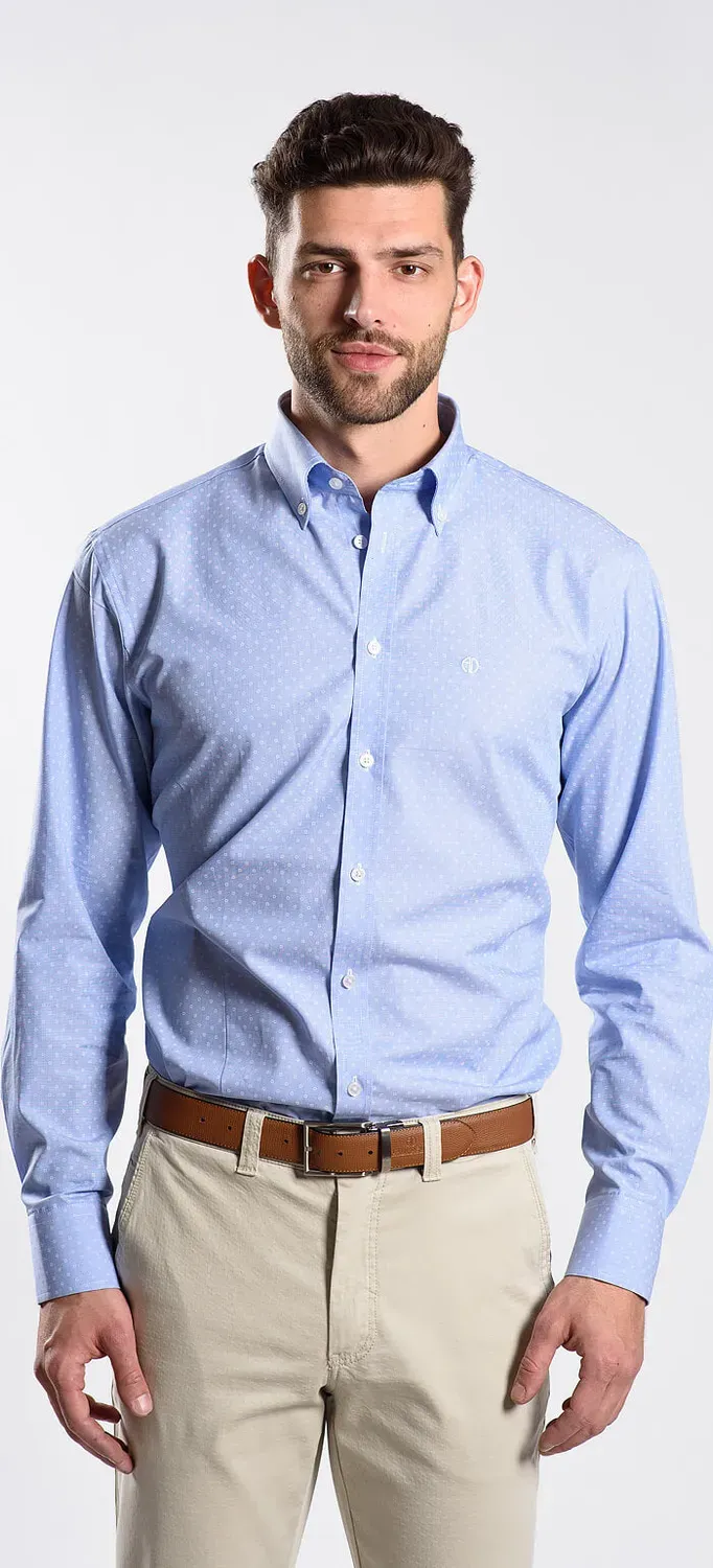 Alain Delon Blue Casual camicia extra slim fit azzurra button-down