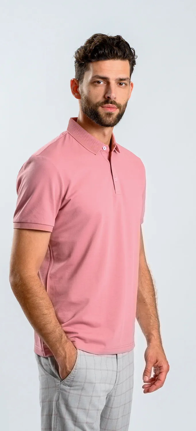Alain Delon polo rosa slim fit manica corta cotone