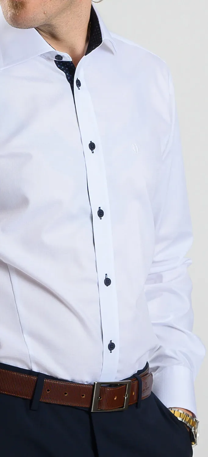 Alain Delon Extra Slim Fit camicia bianca a quadri cotone