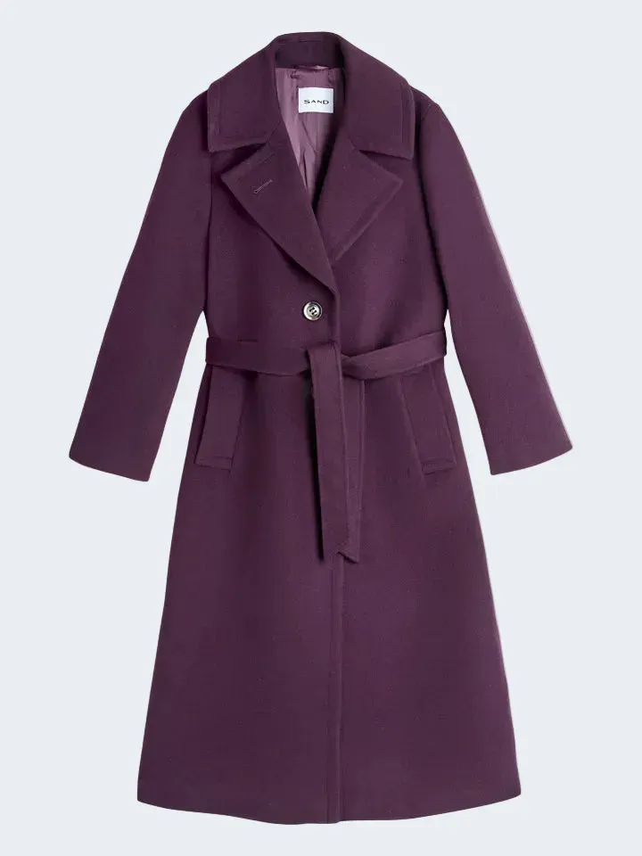 Sand Menswear W Clareta Long cappotto cashmere viola scuro