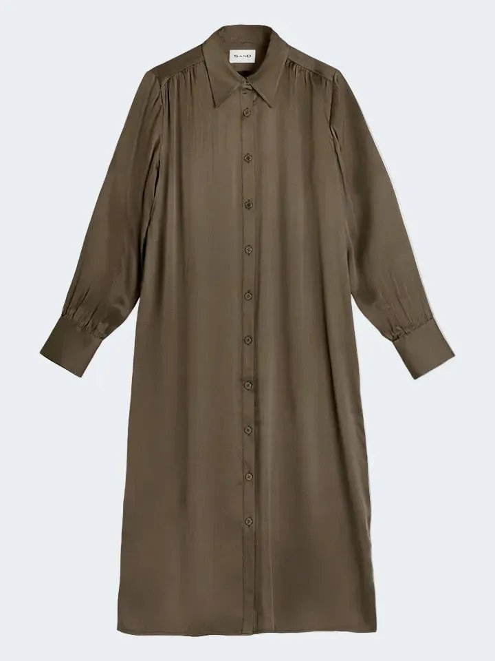 Sand Menswear Asia abito camicia seta marrone midi