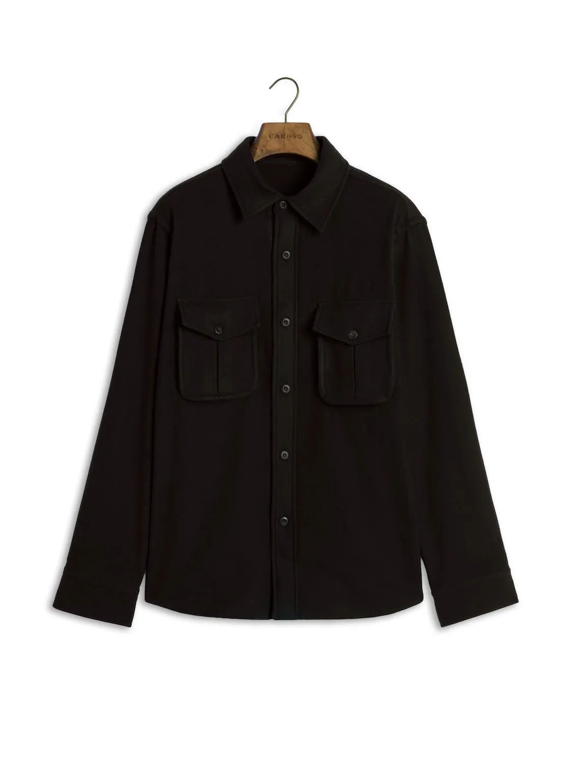 Caruso overshirt lana 180s marrone scuro