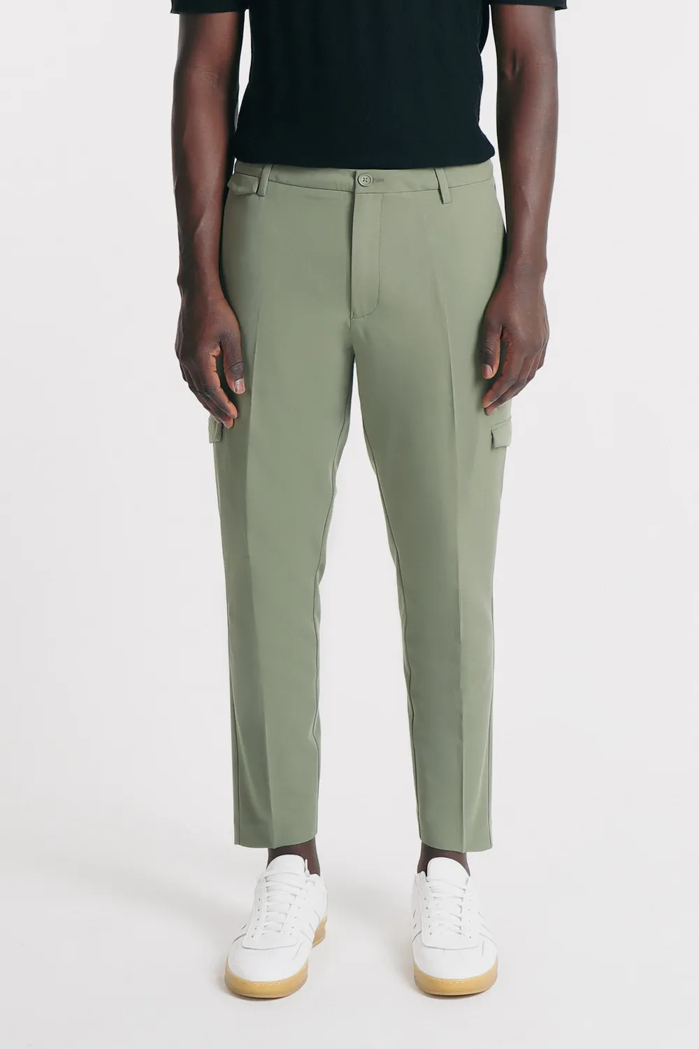 Sonny Bono pantaloni stretch tascone verde militare