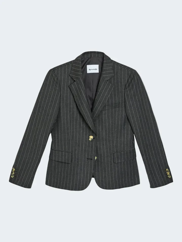 Sand Menswear Remi 2603 blazer lana gessato grigio