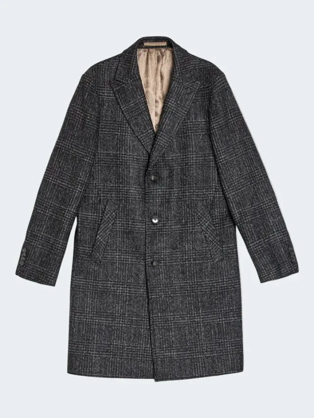 Sand Menswear Retro Dandy cappotto lana glencheck marrone