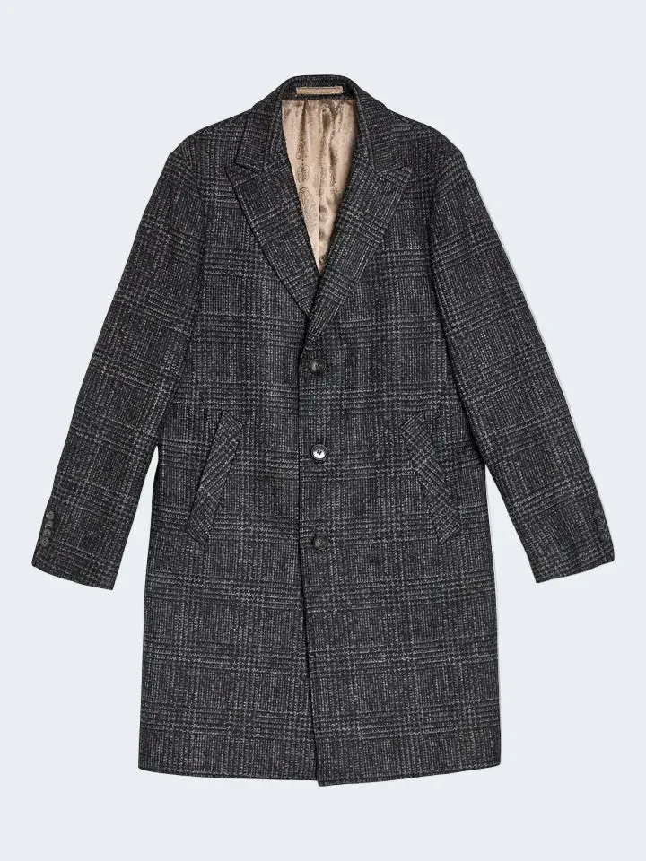 Sand Menswear Retro Dandy cappotto lana glencheck marrone