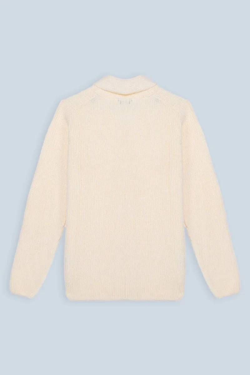 Sonny Bono cardigan collo sciallato panna con bottoni